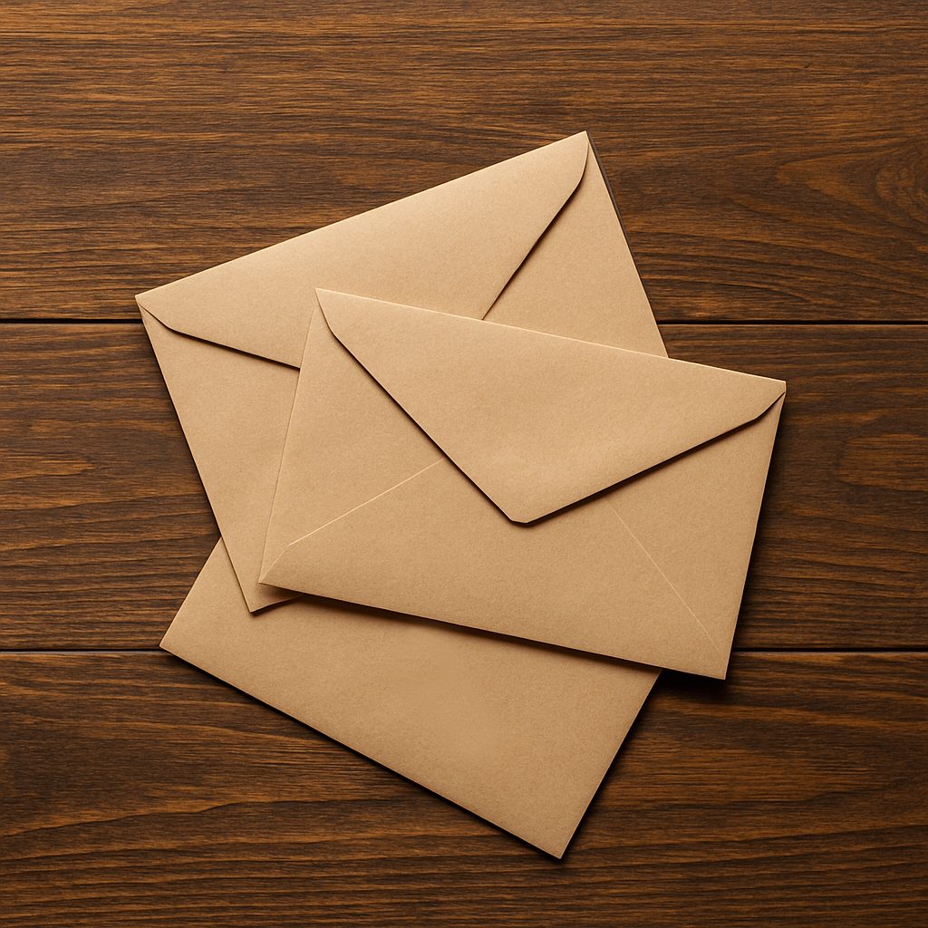 Envelopes que guardam as palavras que viajam.
